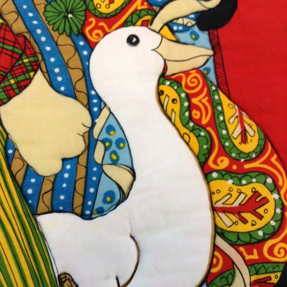 Vintage Quilted Baby Blanket Bears Cow Ducks Pigs Clown 33 1/2" x 41 1/2" - Picture 10 of 15